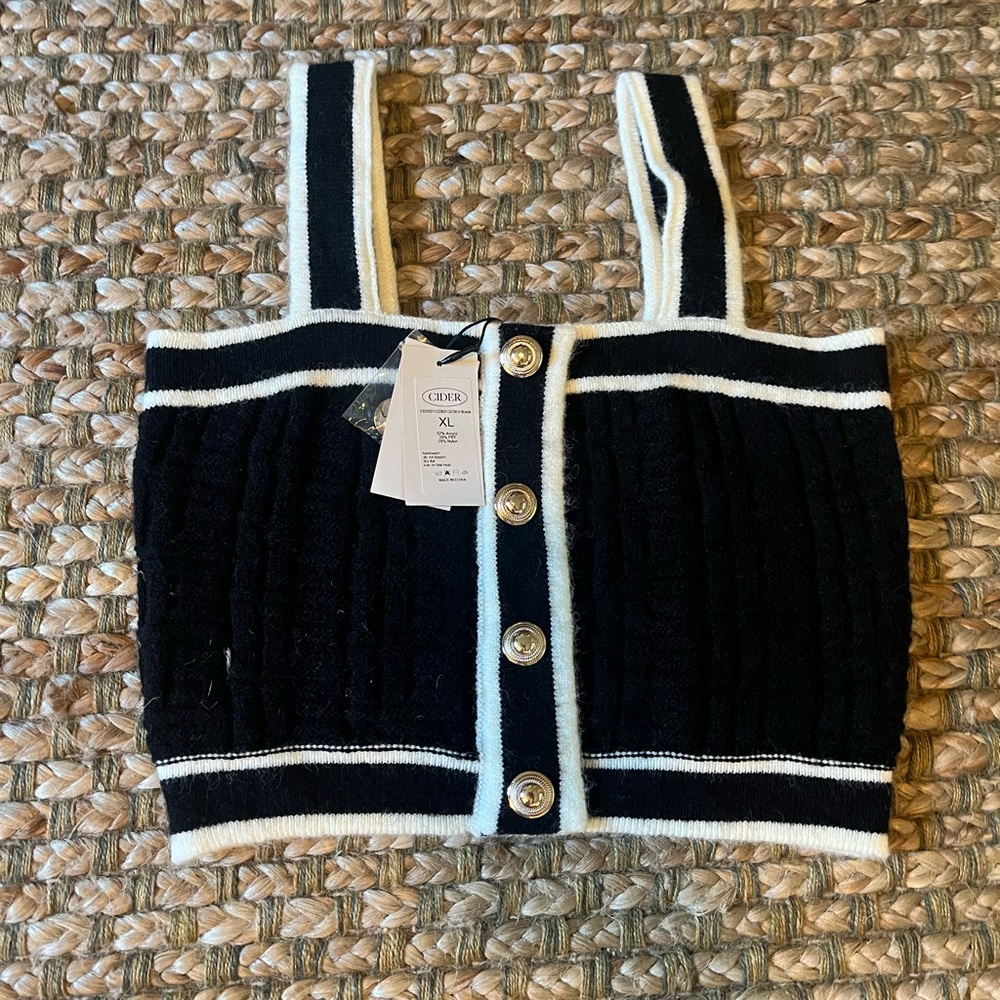 Cider Sweater Crop Top with Gold Button Detail